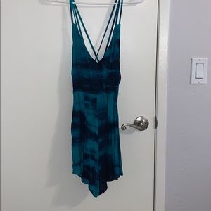 Blue/dark blue criss cross back romper